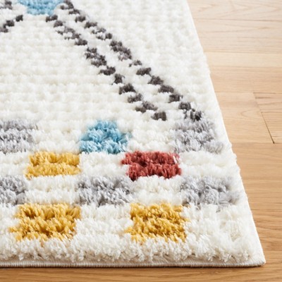 Ivory and Grey Moroccan Diamond 8' x 10' Synthetic Area Rug