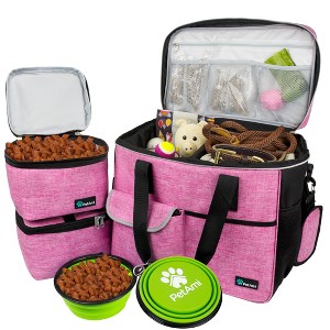 PetAmi Dog Travel Bag, Pet Supplies Organizer with Pockets, Food Container Collapsible Bowls, Gift Accessories Weekend Camping - 1 of 4