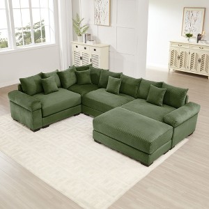 Oversized Cloud Modular Sectional Couch,Convertible Sectional Couches Deep Seat Extra-Wide Armrests - 1 of 4