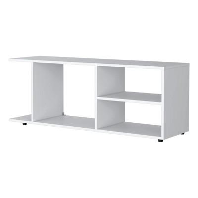 GlasFlength TV Stands and Consoles TV Console Table TV Center TV Stand with Open Storage Shelves for Living Room, White, 47.4"*13.7"*17.8"
