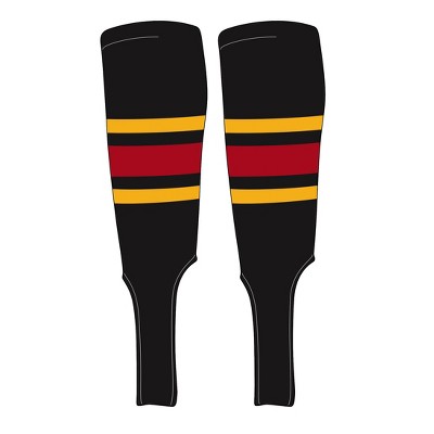 MK Socks Traditional Baseball Stirrups Pattern B-7 Black, Gold, Red