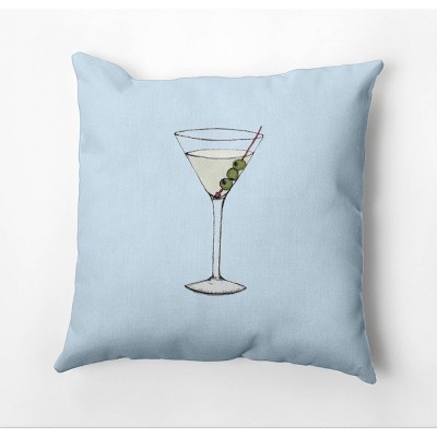 18"x18" Martini Square Throw Pillow Blue - e by design