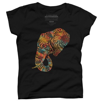 Girl's Design By Humans Elephant (Majestic) By kase T-Shirt
