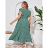 Womens Plus Size Casual Sleeveless Maxi Dress Ruffle Sleeve A Line Swing Summer Maxi Dress with Pockets - 2 of 4