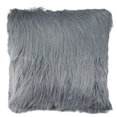 Northlight 18" Square Slate Faux Fur Indoor Throw Pillow - Blue