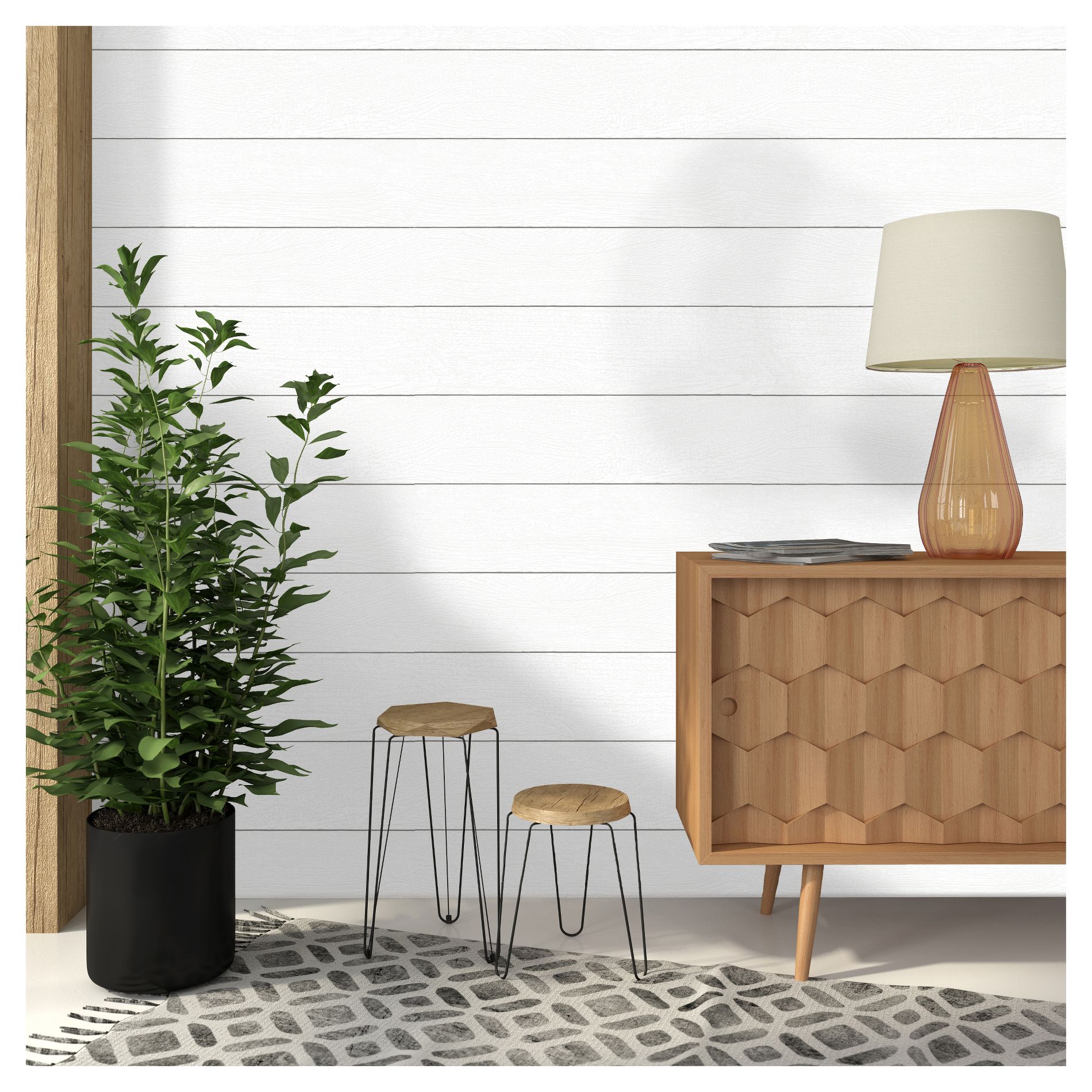 Textured Shiplap Peel & Stick Wallpaper White - Threshold™: Removable Vinyl, Wood Grain, Stain-Resistant, Washable