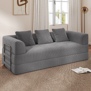 GYIIYUO 90" Convertible Sofa Bed with Pillows, Corduroy Boneless Couch for Living Room Bedroom, No Assembly Required - 1 of 4