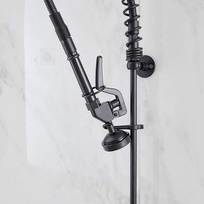 BWE Commercial Restaurant Pull-Down Double Handle Countertop Pre-Rinse Spray Utility Kitchen Faucet