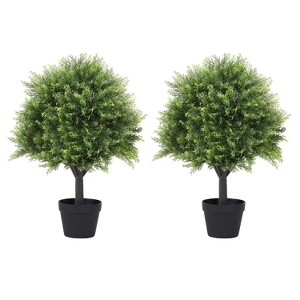 poetree 2ft/2.3ft Artificial Cedar Topiary Ball Tree in Pot,Faux tree for Outdoor&Indoor decor,Set of 2 - 1 of 4