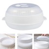 Itopfox 1-Tier Microwave Steamer for Healthy Cooking, White Round Steamer with Transparent Cover for Vegetables & Shellfish, Dishwasher Safe - 2 of 4