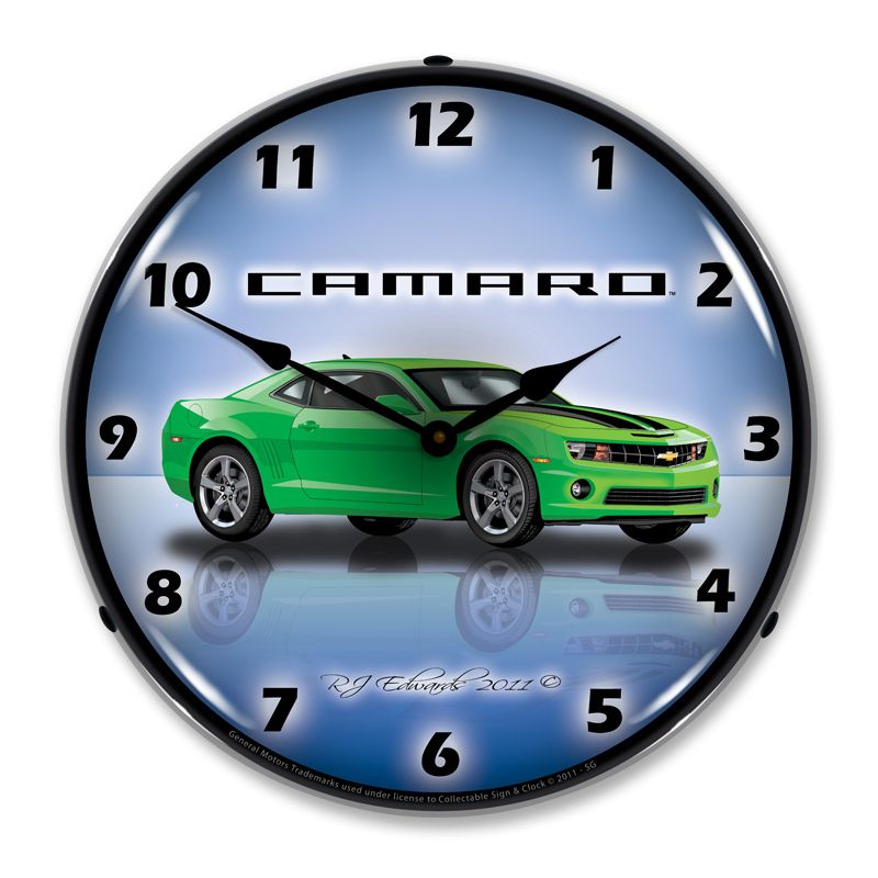 Collectable Sign & Clock | Camaro G5 Synergy Green LED Wall Clock Retro/Vintage, Lighted, 1 of 5