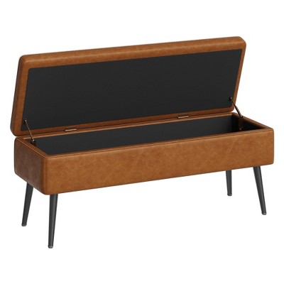 47.7'' Mid-century Modern Upholstered Storage Bench with Solid Wood Legs