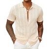 COOFANDY Mens Knit Button Down Shirts Casual Textured Polo Shirt Short Sleeve Vintage Summer Beach Tops - 3 of 4