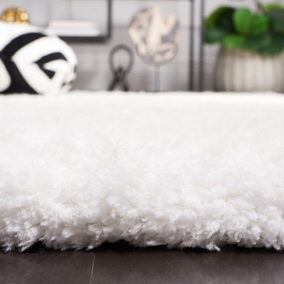 Ivory Hand Tufted Reversible Shag Area Rug 5' x 8'