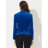 INSPIRE CHIC Women's Notched Lapel Vintage Office Button Front Velvet Blazer - 3 of 4