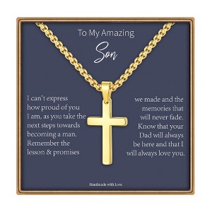 Turandoss Cross Necklace for Men Boys, Gold Silver Black Cross Pendant Necklace, Fathers Day Gifts for Men Boys Husband, Birthday Gifts for Son, 20In - 1 of 4