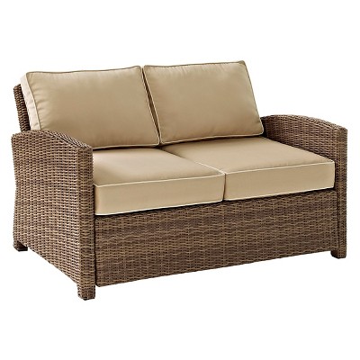 Crosley Bradenton Outdoor Wicker Loveseat with Sand Cushions