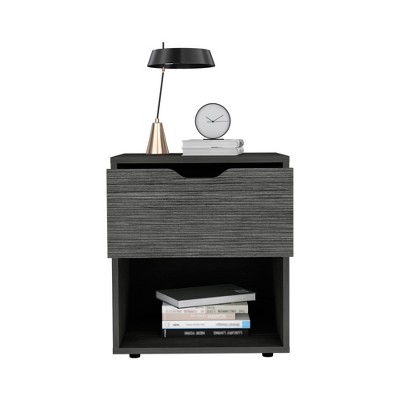 Vynxaria Altheimer Light Gray Bedroom Nightstand, 1 Open Shelf (15.8"W×9.5"H), 1 Drawer (13.6"W×4"H), Sturdy 4-Leg Design, Easy Assembly