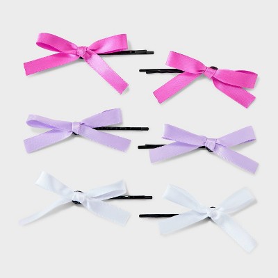 Girls' 6pk Satin Ribbon Bow Bobby Pin Set - art class™ Pink/Cream: Fashion Hair Accessories, All Hair Types