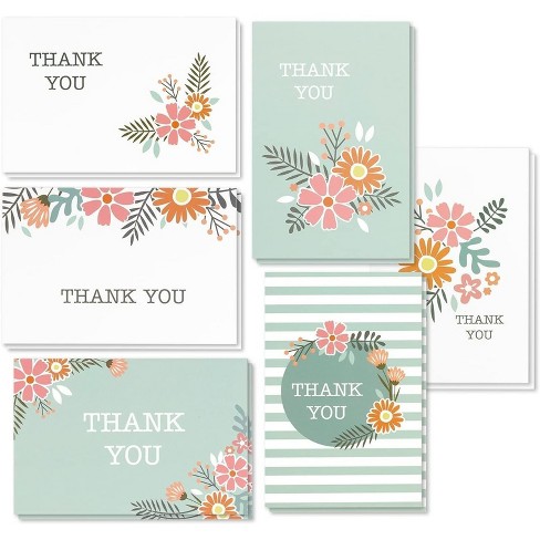 Blank Thank You Cards and Envelopes, Cute Watercolor Greeting Cards (4 x 6  In, 48 Pack)