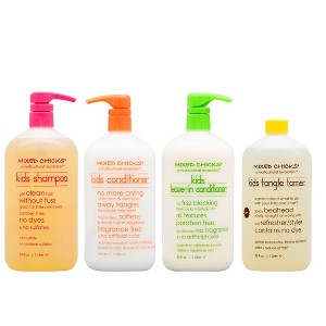 Mixed Chicks Kids (33 oz XXL LITER) Shampoo, Conditioner, Leave In Conditioner & Tangle-Tamer (4 piece Hair SET KIT) for Children - 1 of 4