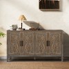 59.8"W Modern Farmhouse Sideboard with 4 Doors and Adjustable Shelves, Vintage Buffet Storage Cabinet - ModernLuxe - 3 of 4