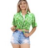 HAPPY BAY Button Down Shirt Elegant Boho Hawaiian Shirts Summer Party Blouses Short Sleeve Shirt Tropical Vacation Bohemian Womens Top - 3 of 4