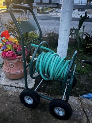 Liberty Garden Products Lbg-872-2 4 Wheel Hose Reel Cart Holds Up To 350  Feet Of 5/8 Hose With Basket For Backyard, Garden, Or Home, Green : Target