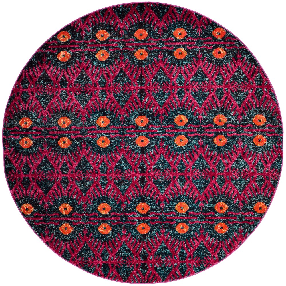 6'7in Geometric Design Round Area Rug Pink - Safavieh