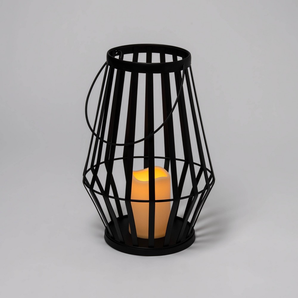 Halloween 13.5" Light Up Metal Slat Black Halloween Decorative Lantern - Hyde & EEK! Boutique