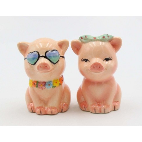 Kevins Gift Shoppe Hand Painted Ceramic Happy Pigs Salt And Pepper Shakers - image 1 of 4