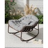 Outdoor Papasan Rocking Chair, Wicker Lounge Chair with Cushion & Metal Frame, Rattan Egg Rocker for Patio Balcony Bedroom - 3 of 4