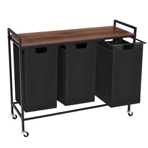 Generic Laundry Sorter 3 Section, Rolling Laundry Hamper with Shelf, 3 Compartment Laundry Basket with Lid - 1 of 4