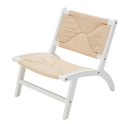 Lirago,Modern Boho Accent Chair with Braided Jute Seat-Scandinavian Style for Living Room