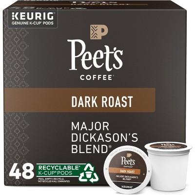 Peet's Major Dickason Dark Roast Coffee - Keurig K-Cup Pods- 48ct