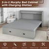 QingMoon Murphy Bed with Storage, Hideaway Full Foldable Bed, Cabinet Bed with Swivel Wheels and Charging Station, Noisy Free for Bedroom - 2 of 4