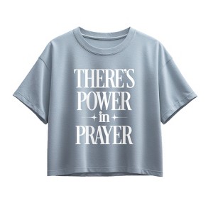 Girls' - Instant Message - Theres Power In Prayer Short Sleeve Boxy Graphic T-Shirt - 1 of 3