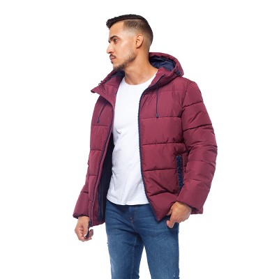 Мужские куртки Rokka&Rolla Men's Heavy Winter Coat Thermal Heat Puffer Jacket-Burgunday, size Small — фото 4