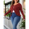 Agnes Orinda Women's Plus Size Long Sleeve Button Ruffle Open Front Knit Cardigan - 2 of 4