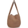 FATMOON Women's Crochet Tote Bag Knit Shoulder bag,Aesthetic Bag,Cute Eco-Friendly Tote for Travel,Daily Use,Gift Box Packaging, Khaki - 2 of 4