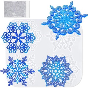JDICTION 4 Pcs Snowflake Molds with Edges - Epoxy Resin/Silicone/Plaster Craft Molds for Coaster, Jewelry Dish, Aroma Stone, Baking - 1 of 4