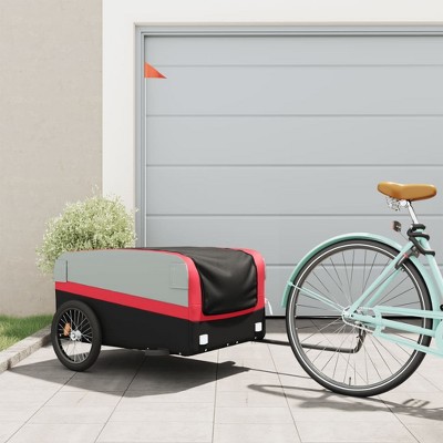 vidaXL Bike Trailer Black and Red 99.2 lb Iron 53.9 x 27.2 x 23.2"