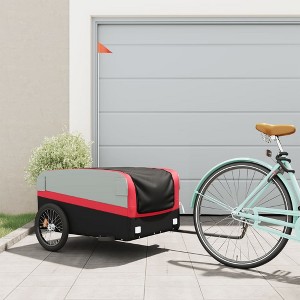 vidaXL Bike Trailer Black and Red 99.2 lb Iron 53.9 x 27.2 x 23.2" - 1 of 4