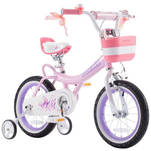 Royalbaby Princess Girl Children s Bicycle Outdoor Ride on Bike With Training Wheels Kickstand Adjustable Seat And Basket 16 Inch Jenny pink Target