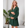 Maternity Swiss Dot Dress V Neck Long Sleeve Button Down Mini Dress Baby Shower Photoshoot with Pockets - 3 of 4