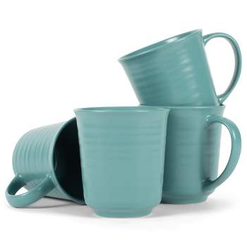 Elanze Designs Turquoise Matte Glaze Finish 17 ounce Stoneware Coffee Cup Mugs Set of 4