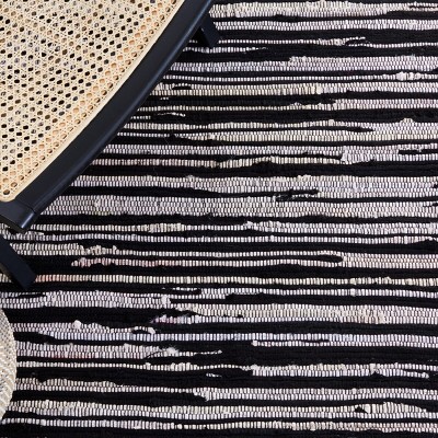 Handmade Black and White Wool Cotton Square Rug