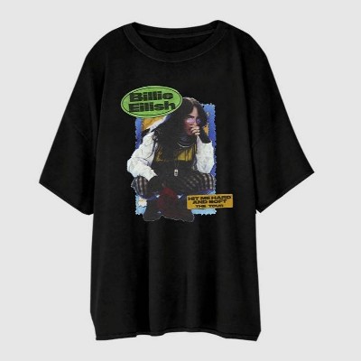 Women s Billie Eilish Tour Oversized Short Sleeve Graphic T shirt Black Target