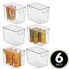 mDesign Slim Plastic Stacking Kitchen Bin Box, Handles/Lid, 6 Pack, Clear, USA Made - 2 of 4