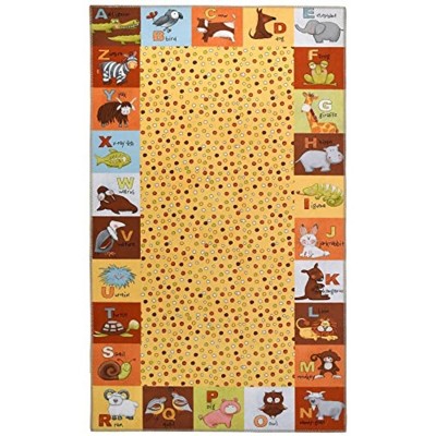 Homefires Alphabet Animals Indoor Rug Only – Bright, Educational Accent Rug for Kids Rooms, Classrooms, or Nurseries – Durable & Washable